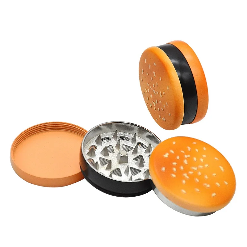 Diameter 56mm Hamburger Manual Grass Tobacco Mill Grinder Dry Herb Grinders Gear Crusher for Smoking Accessories Cool Gadget