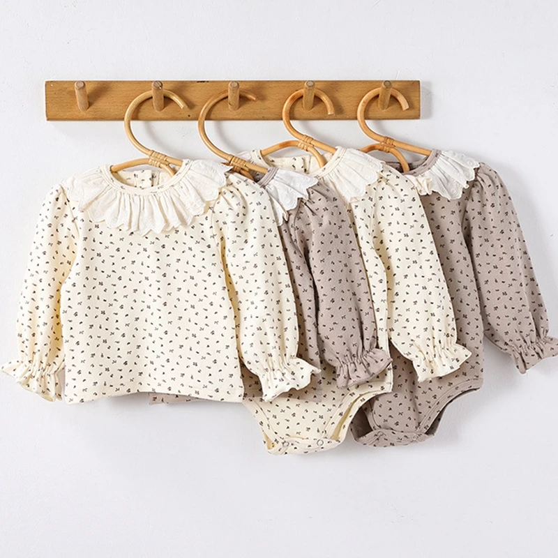 

Infant Clothing Spring Baby Girl Clothes Newborn Baby Girl Long Sleeves Romper Fashion Lotus Leaf Lace Collar Baby Bodysuits