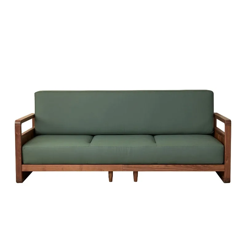 

North American black walnut sofa living room combination log small apartment three-seater Nordic solid wood cherry wood double