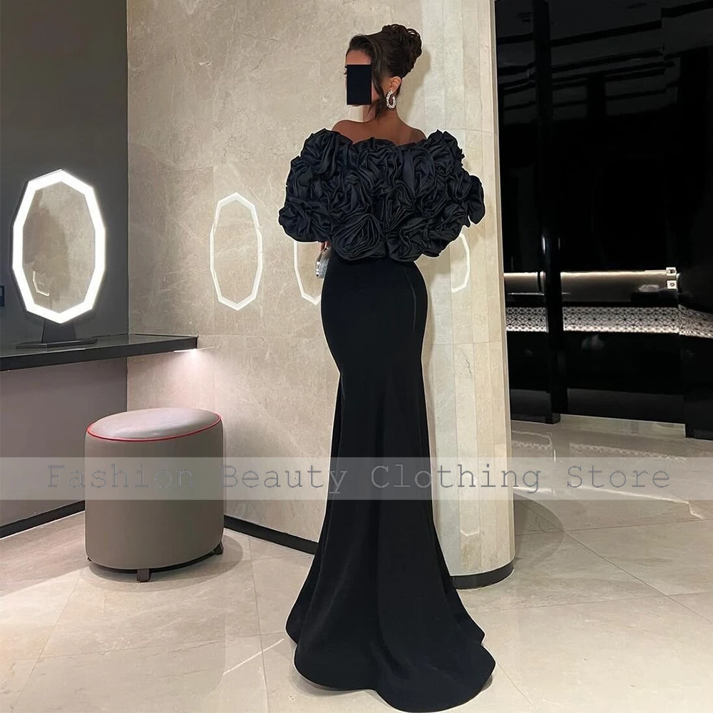 Sexy Women\'s Evening Gowns Black 3D Flowers Jacket 2024 Special Occasion Gowns Mermaid Sweetheart Wedding Party Gowns for Women