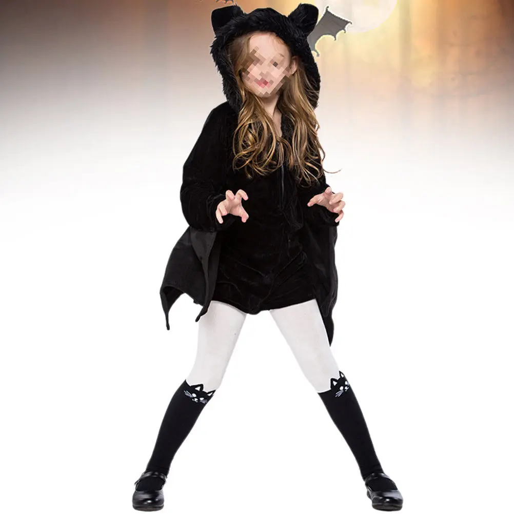 

Комплект детского костюма летучей мыши на Хэллоуин, размер XS, классический узор, мягкая текстура, идеально подходит для сценических выступлений, косплея, для девочек