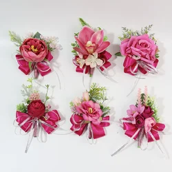 Boutonniere And Wrist Corsag Wedding Supplies Wedding Flower Art Simulation Flower Rose Horseshoe Peony Chest Hand Flower 404