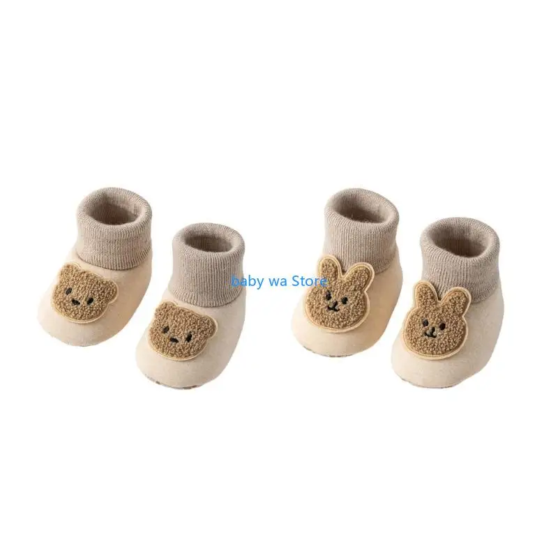 

1 pair Newborns Infants Walking Shoes Autumn And Winter Thick And Warm Indoor Anti Slip Learning Floor Socks Shoes 4XBD