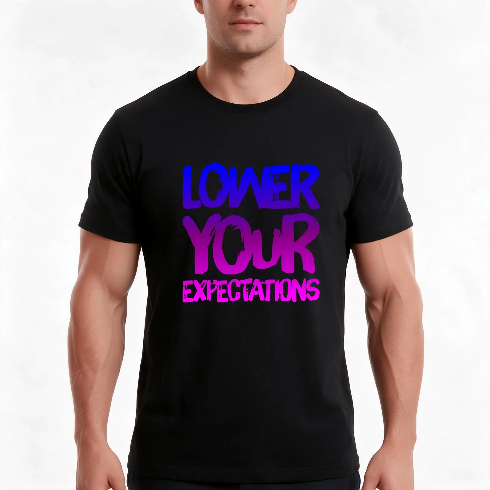 Lower Your Expectations funny colorful design T-Shirt, Summer Casual Cotton Tee, Oversized Streetwear Tops, Unisex Men Women