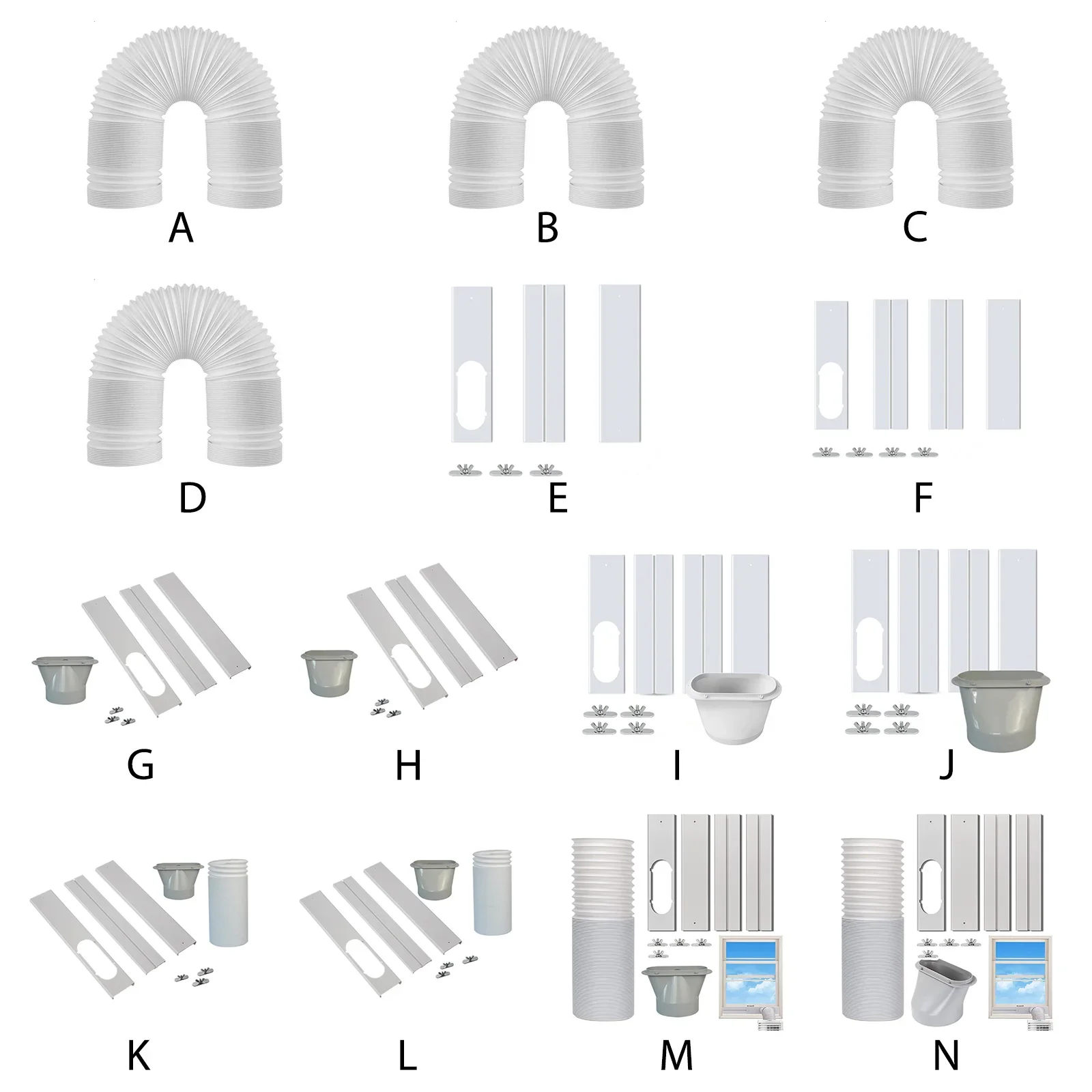 Przenośny klimatyzator Zestaw odpowietrzający do okien z wężem wydechowym Regulowane drzwi przesuwne Zestaw AC Zestaw uszczelek do okien Części