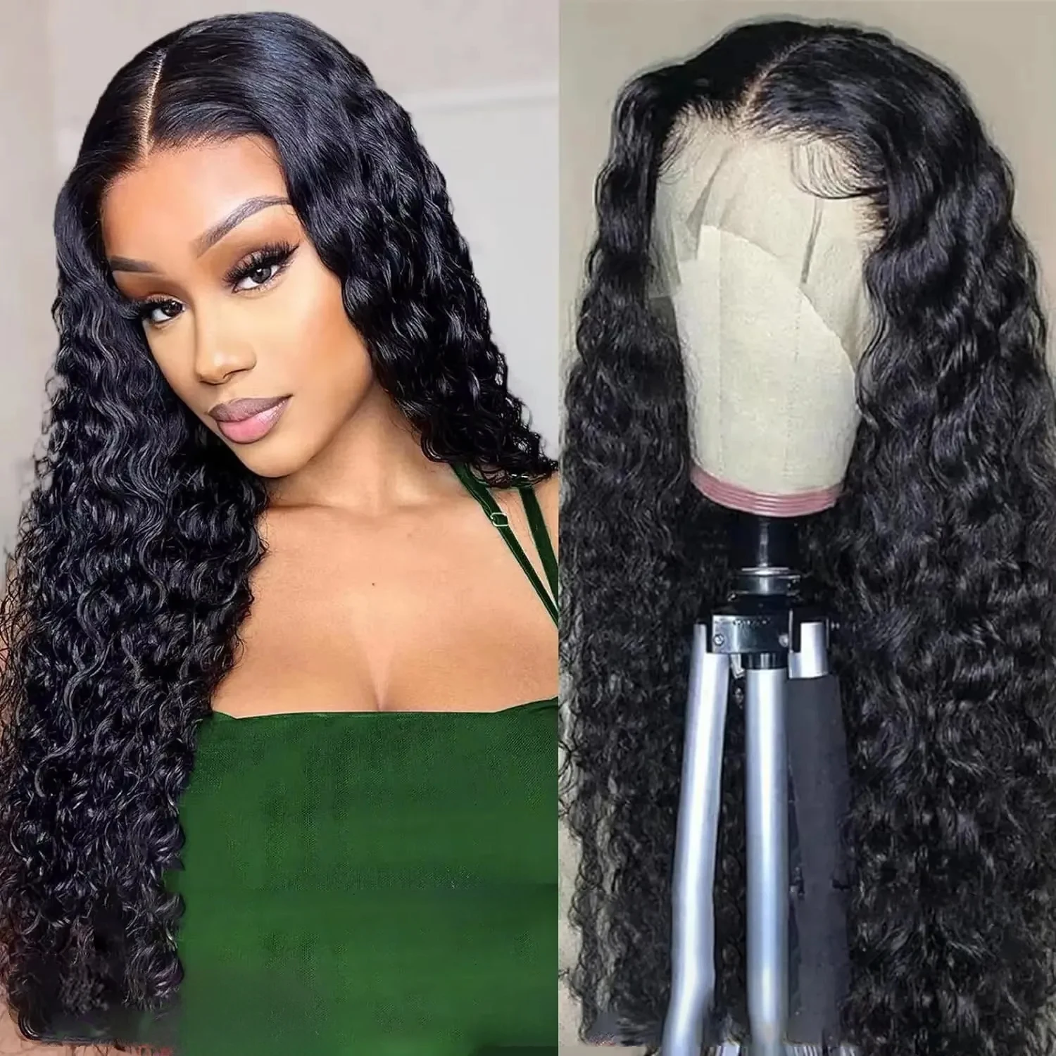 Perruque Lace Frontal Jarin Hair brésilienne bouclée crépue, densité 180%, 13x4 13x6, en cheveux humains pour femmes, effet mouillé et ondulé