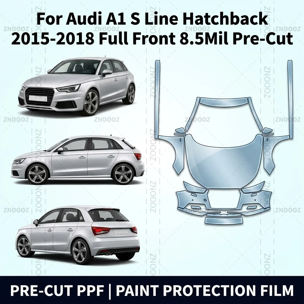 For Audi A1 S Line Hatchback 2015-2018 Full Front 8.5Mil Pre-Cut PPF Paint Protection Kit TPU Self Healing Scratch Hydrophobic