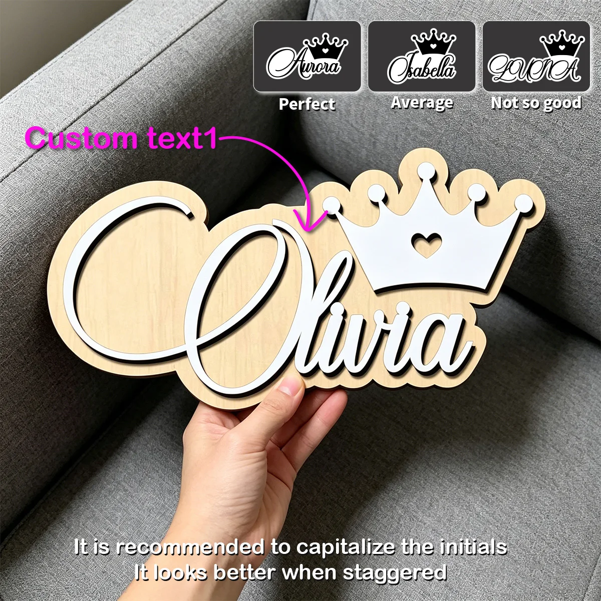 placa-de-nome-personalizada-em-madeira-com-coroa-texto-em-caligrafia-decoracao-elegante-para-o-interior-da-casa-presente-boho
