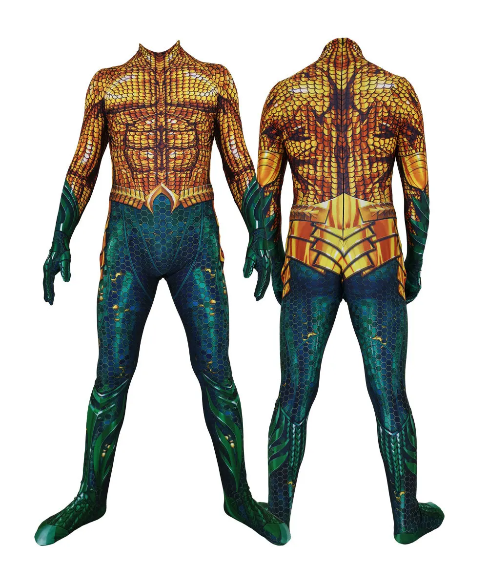 Costume d'Aquaman du dérivde la Mer pour Adulte et Enfant, Combinaison Sexy Anime Imbibée de Paillettes, Cosplay d'Halloween, Tenue Drag Queen