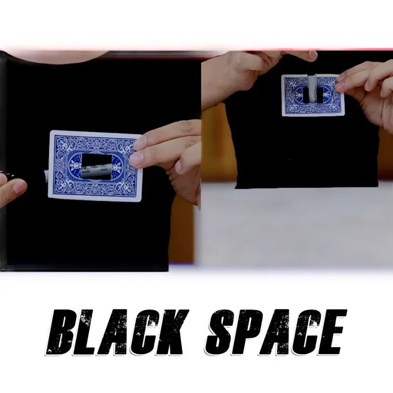 Black Space Card Magic Tricks Illusions Gimmick Close up Magic Pen Thru Poker Deck Hole Diappearing From Card magia trucos Fun