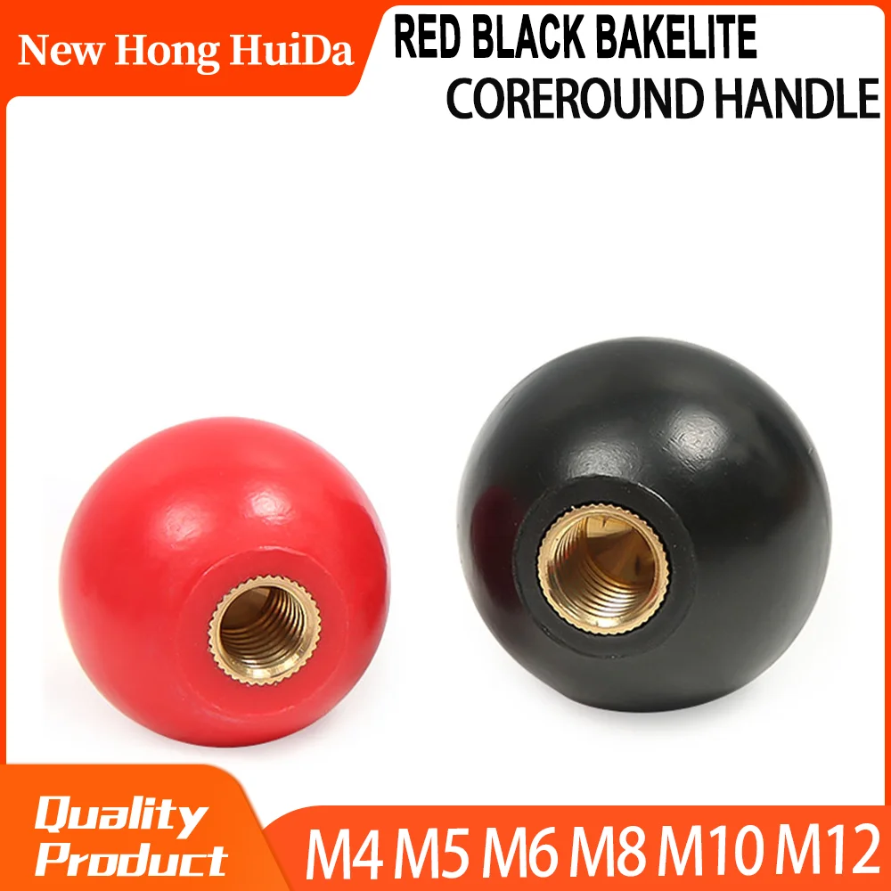 M4 M5 M6 M8 M10 M12 Red Black Copper Core Diameter Bakelite Ball Lever Knob Machine Tool Replacement round handle Sae