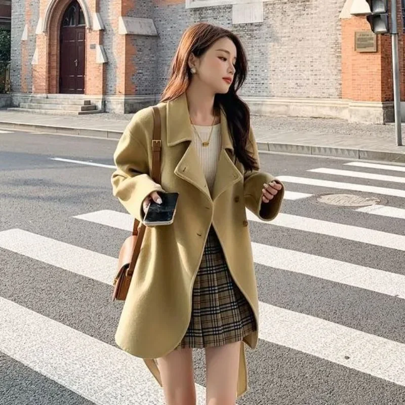 Plain Thicken Ladies Jackets on Sale New In Fashion 2024 Winter Clothes Women's Trench Wool & Blends Coat Luxury Elegant Single