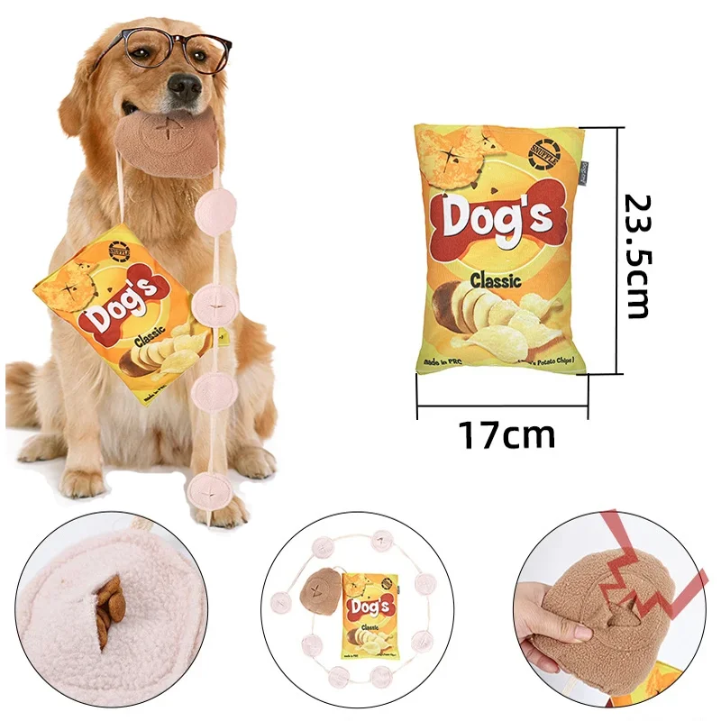 

Pet Dog Sniffing Toys Potato Chips Plush Teething Food Slow Feed Hide Food Leakage Dog Pet Blanket Toy Supplies