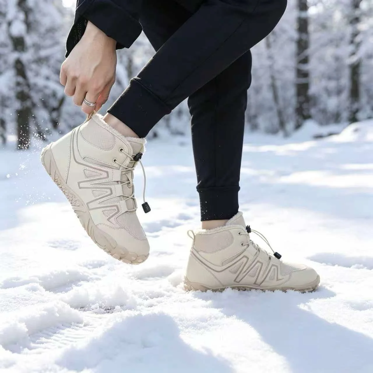 2026 New Men Snow Boots Winter Warm Fleece Lined Waterproof Anti-slip Outdoor Trekking Hiking High Top Ankle Boots Male Casual S