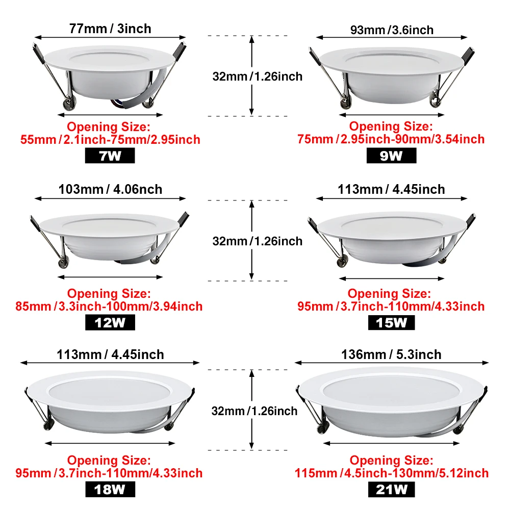 10Pack LED Downlight 220V Recessed Round Ceiling Dowm Light Bedroom Indoor Living Room For Home Decor Lighting LED Spot Lamp