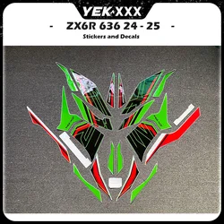 For Kawasaki ZX-6R 636 2024-2025 ZX6R Motorcycle Full Body Fairing Shell Sticker Decal OEM Replacement Version with Metal Flash