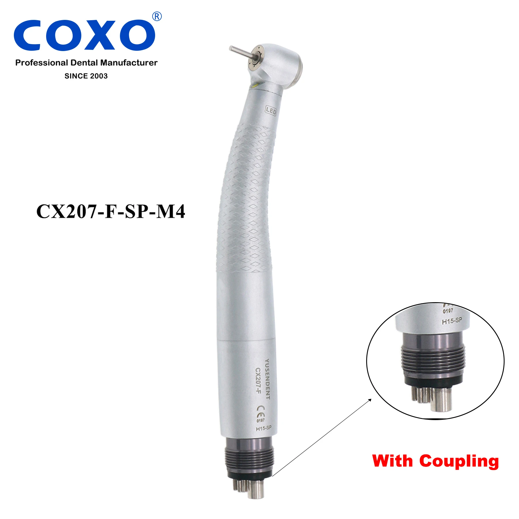 COXO Dental Dental LED E Generator Self Power High Speed Handpiece Standart head 4 Holes CX207-F-SP with M4/B2