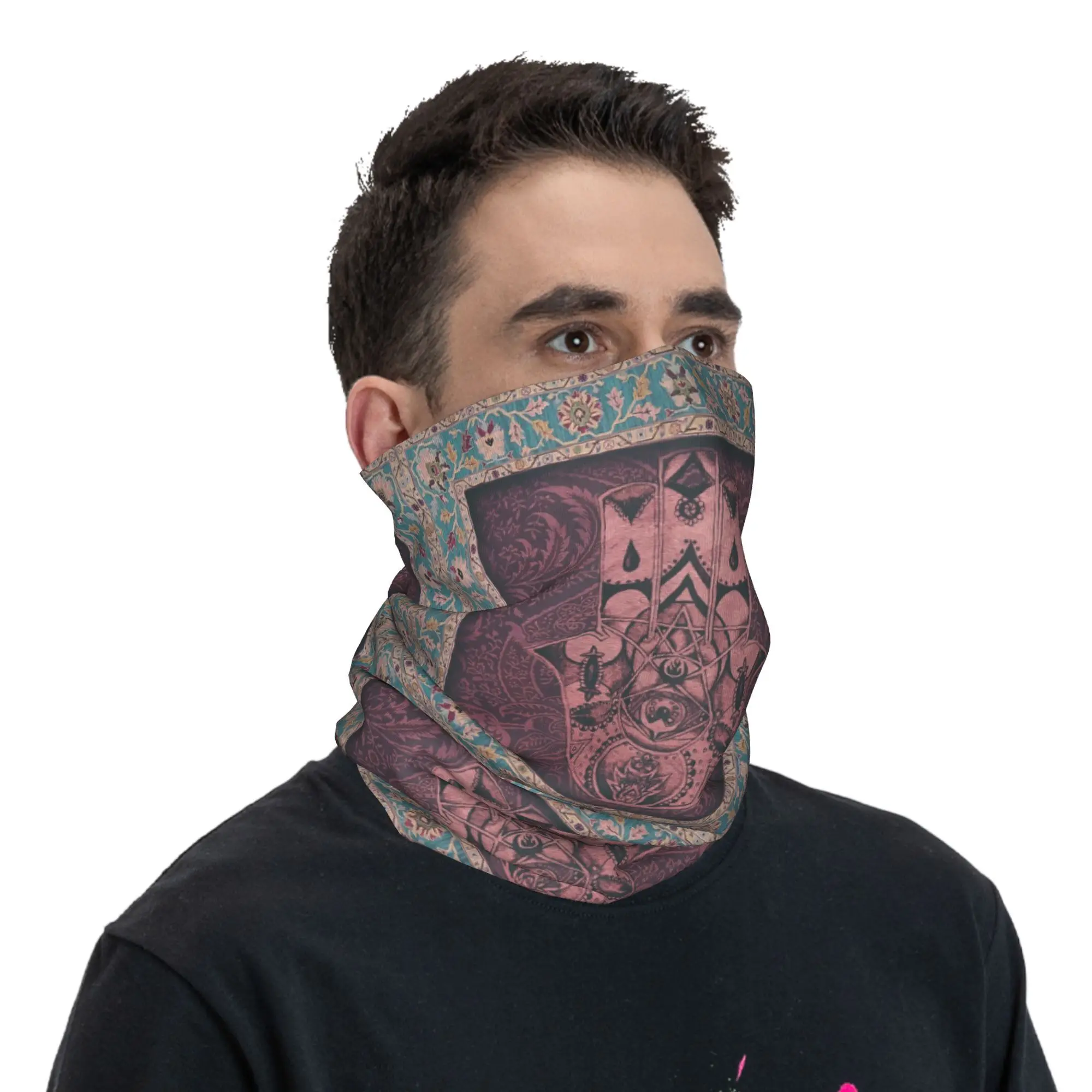 

Hamsa Evil Eye Hamsa Hand Богемная бандана на шею Гетры с принтом Шарф Теплая Балаклава Велоспорт для мужчин Женщин Взрослых Всесезонные
