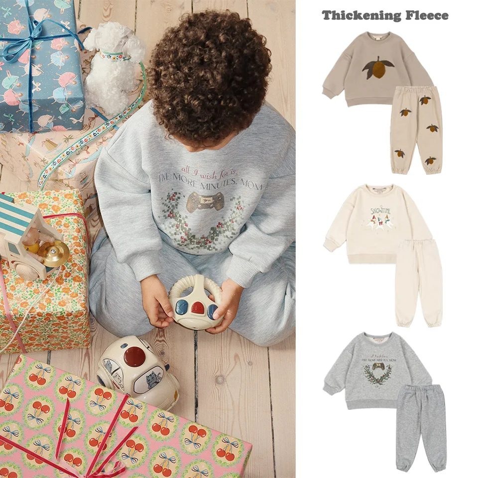 

Brand KS Children's Clothing Boy Fruit Pattern Suit Sets For Children Toddler Girl Clothes Children's Top And Bottom Clothes Set