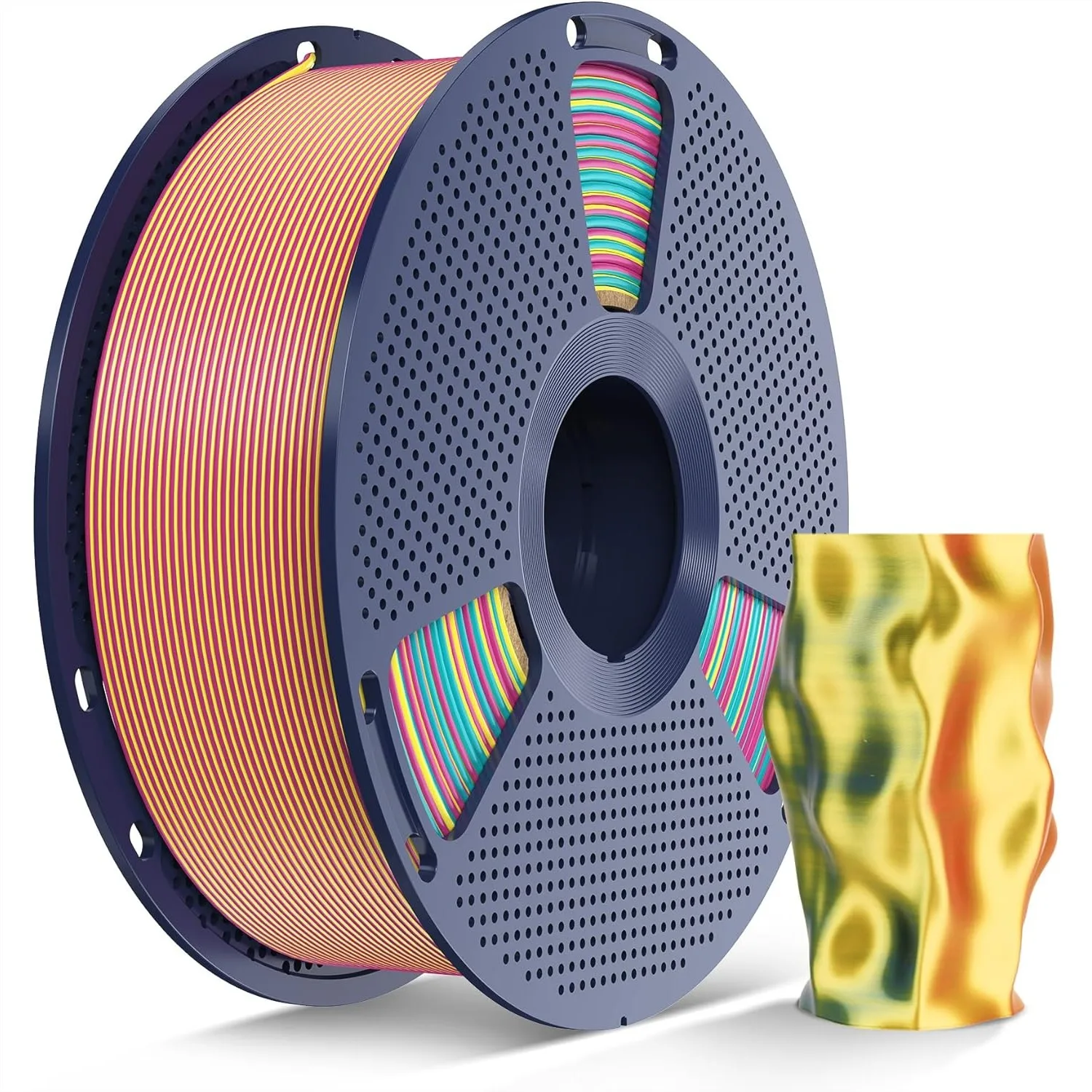 

Triple Color Silk PLA Filament 1.75mm, Shiny 3D Printer Filament, Neatly Wound 1KG Spool