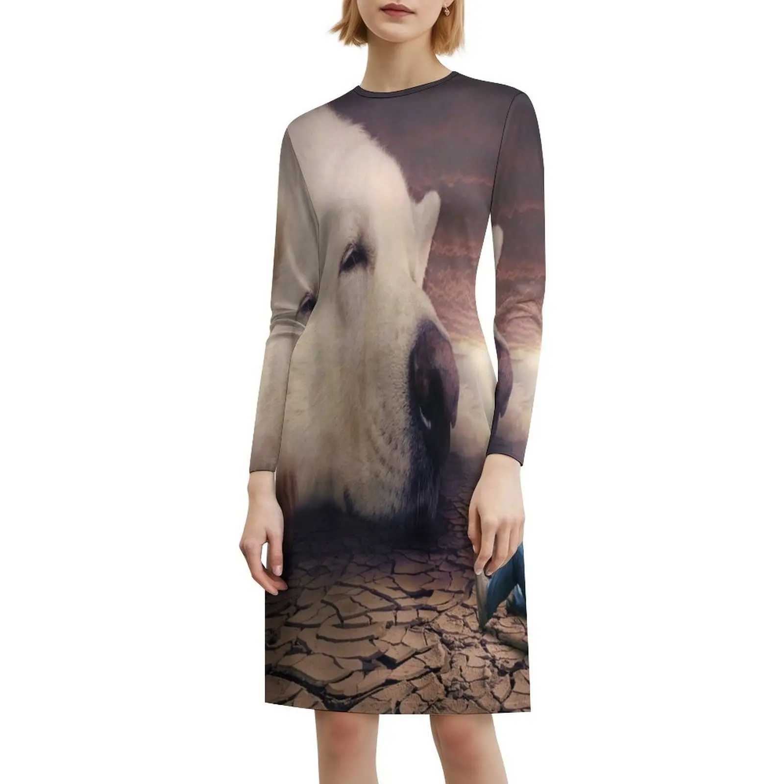 판타지-독 빈티지 보헤미안 드레스 퍼프 슬리브 또는 민소매 옵션 여성용 드레스 도그 판타지 소피 판타지 파이널 여성용