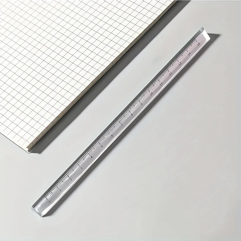 قطعة واحدة - مسطرة مثلثة شفافة مع مقياس - أداة رسم وقياس متعددة الوظائف، بلاستيك متين، قرطاسية للطلاب #2