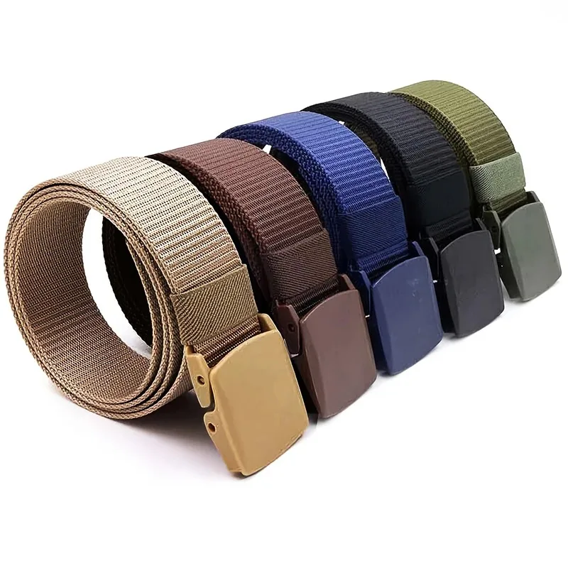 

120cm Men's Military Automatic Buckle Nylon Belt Outdoor Hunting Multifunctional Tactical Canvas Sleek Casual Belt Durable Belt