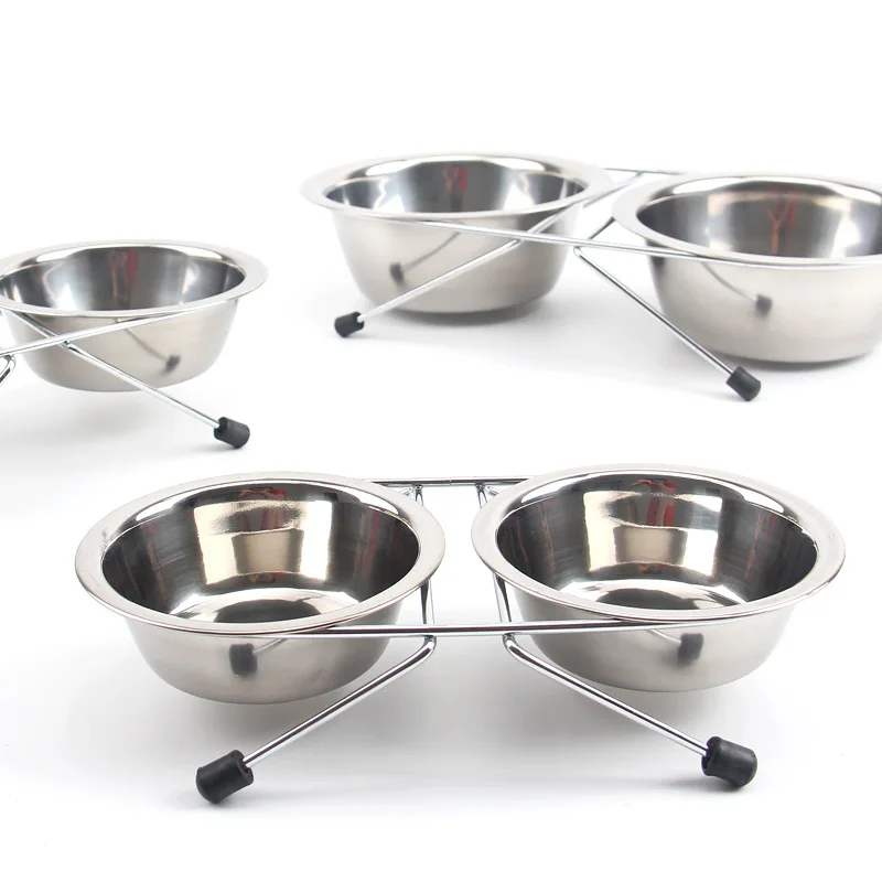 Manufacturer Wholesale High-quality Stainless Steel Metal Elevated Bracket Pet Bowl Double Bowl Dog Cat Food Water Feeder