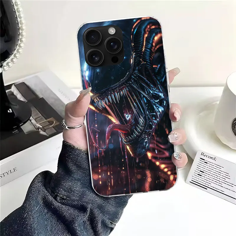 كول A-Alien X-Xenomorph آيفون 17 الهواء 16 15 14 زائد 13 Mini 12 11 Pro Max جراب هاتف 16E 7 طباعة 8 SE Fundas غطاء لينة Coq