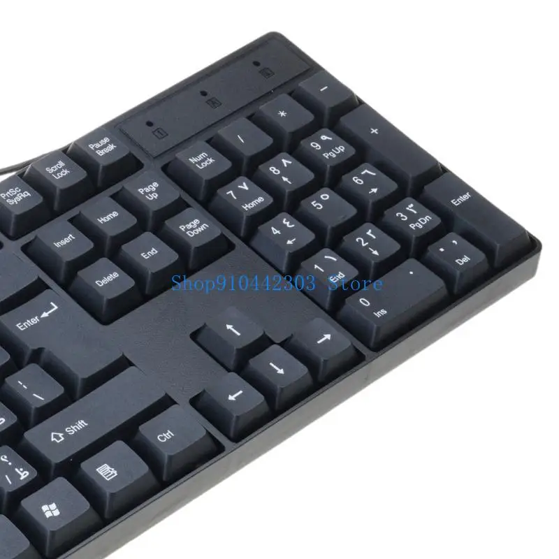 652F Arabic Keyboard Replacement Black Background with White Letters for Computer