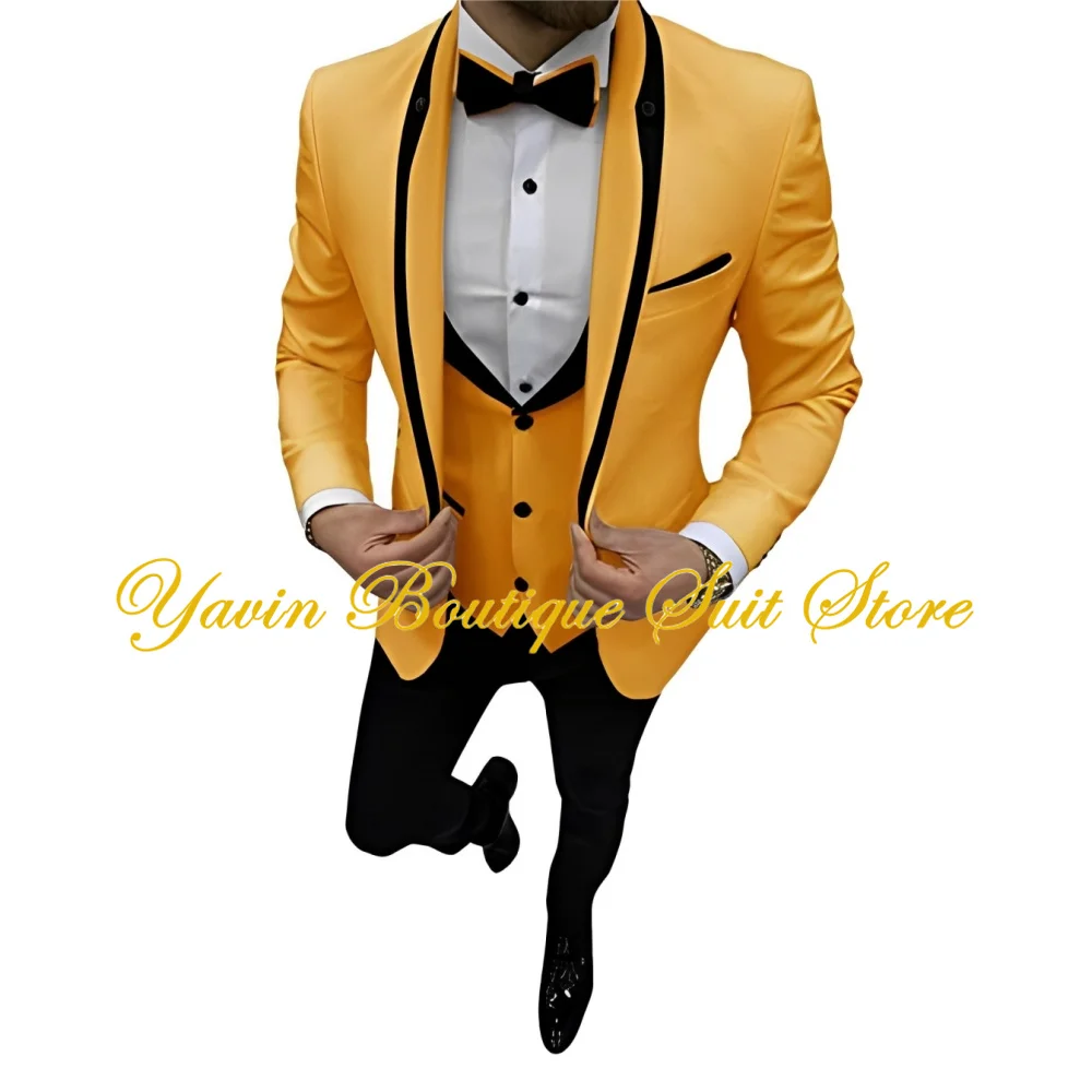 Men's Slim Fit Suit 3 Piece Blazer Vest Pants Set Men Tuxedo Suit for Wedding Prom Dinner Party