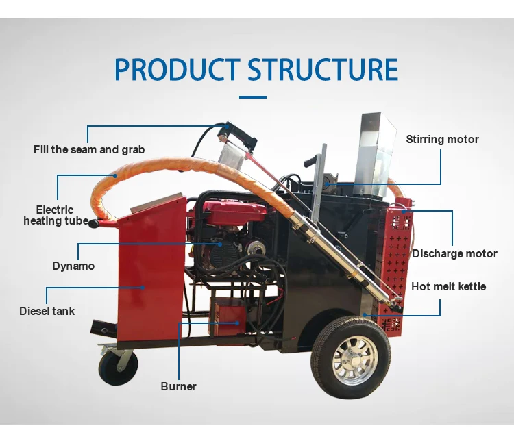 Asphalt Crack Repair Tools Driveway Seam With Hot Melt Kettle Equipment Cement Pavement 100L Road Cleaning Equipment