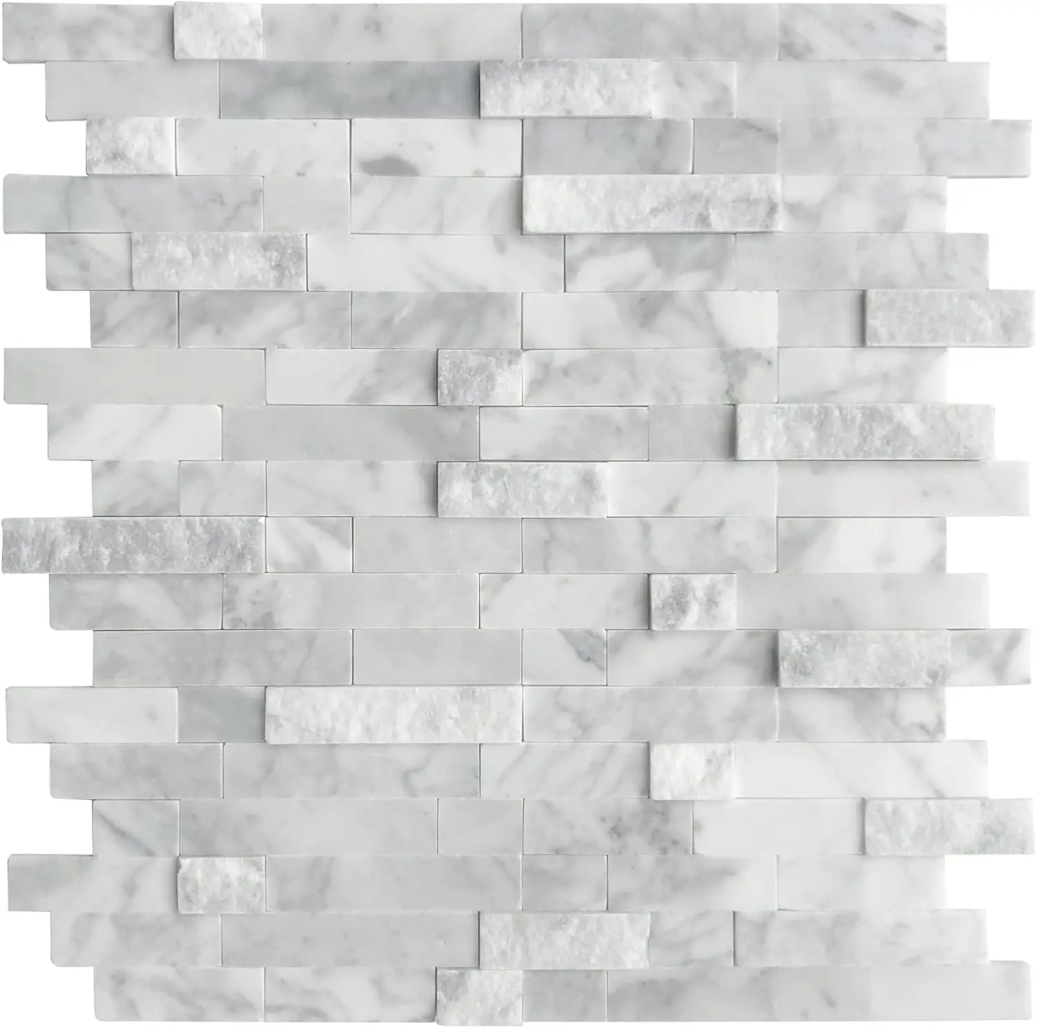 

5-Sheet Peel and Stick Mosaic Natural 3D Stone Self Adhesive Marble Tiles, 11.5" x 10.7" for Kitchen Bathroom Fireplace Vanity