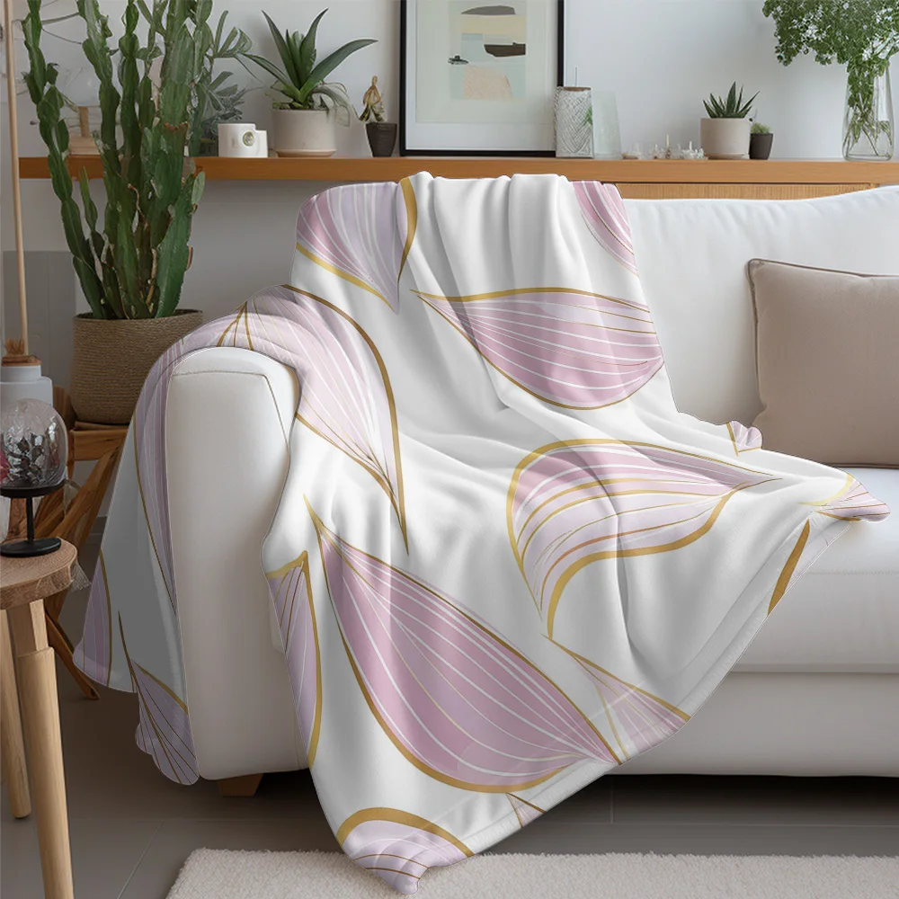 Soft Plush Throw Blanket with Floral Leaf Pattern Decorative Sofa Bed Bedding for Girls Kids Room Decor