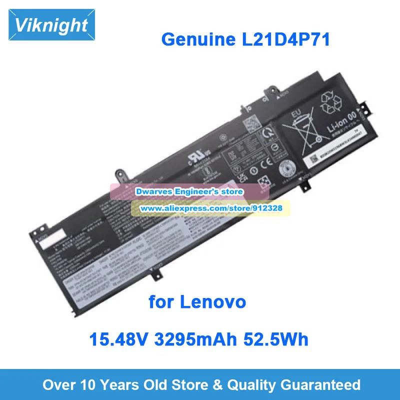 

Genuine L21D4P71 L21L4P71 Battery L21M4P71 15.48V 3295mAh 52.5Wh for Lenovo ThinkPad P14s Gen 3 21J5 21AK T14 Gen 3 21CF 21AH