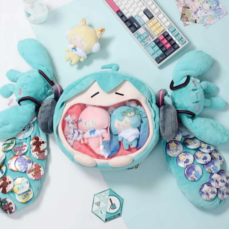 Genuine Hatsune Miku Painful Plush Shoulder Bag Kawaii Kagamine Rin Len Packet Stuffed Plushie Dolls Lolita Cosplay Backpack