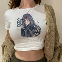 Ado crop top Streetwear Slim Fit Cute vintage  corset cropped coquette gyaru shoujo girl style teens t-shirt