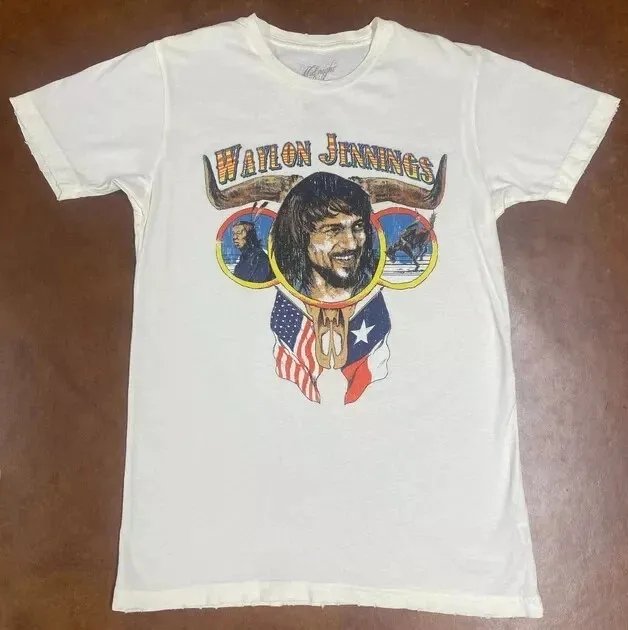 Vintage style Waylon Jenning short sleeve white color shirt Men Women