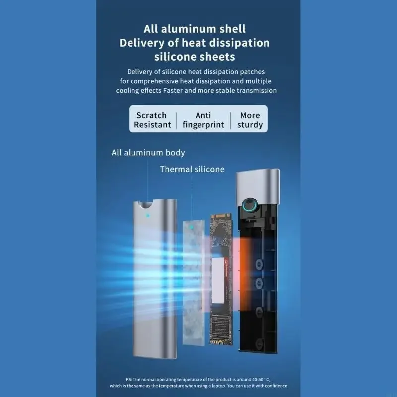 M.2 NVME Hard Drive Enclosure Adapter Tipe C USB 3.2 10Gbps ke NVME PCIE MKEY/B+Dukungan MKEY UASP Trim