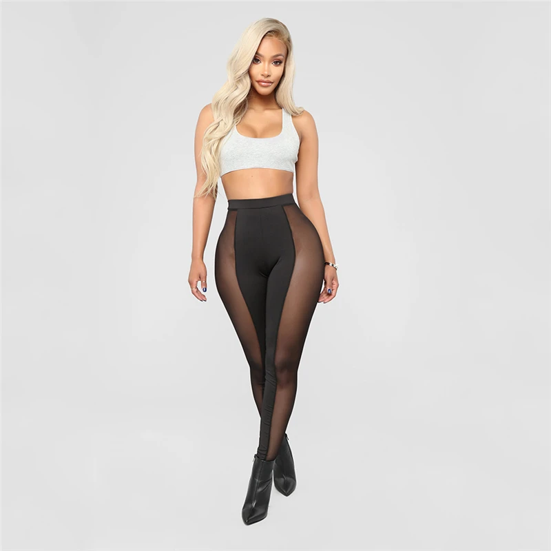 Women\'s Mesh Leggings Gym Pants High Waist Elegant Sports Womens Push Up Seamless Legging Fashion Ladies Clothing Streetwear