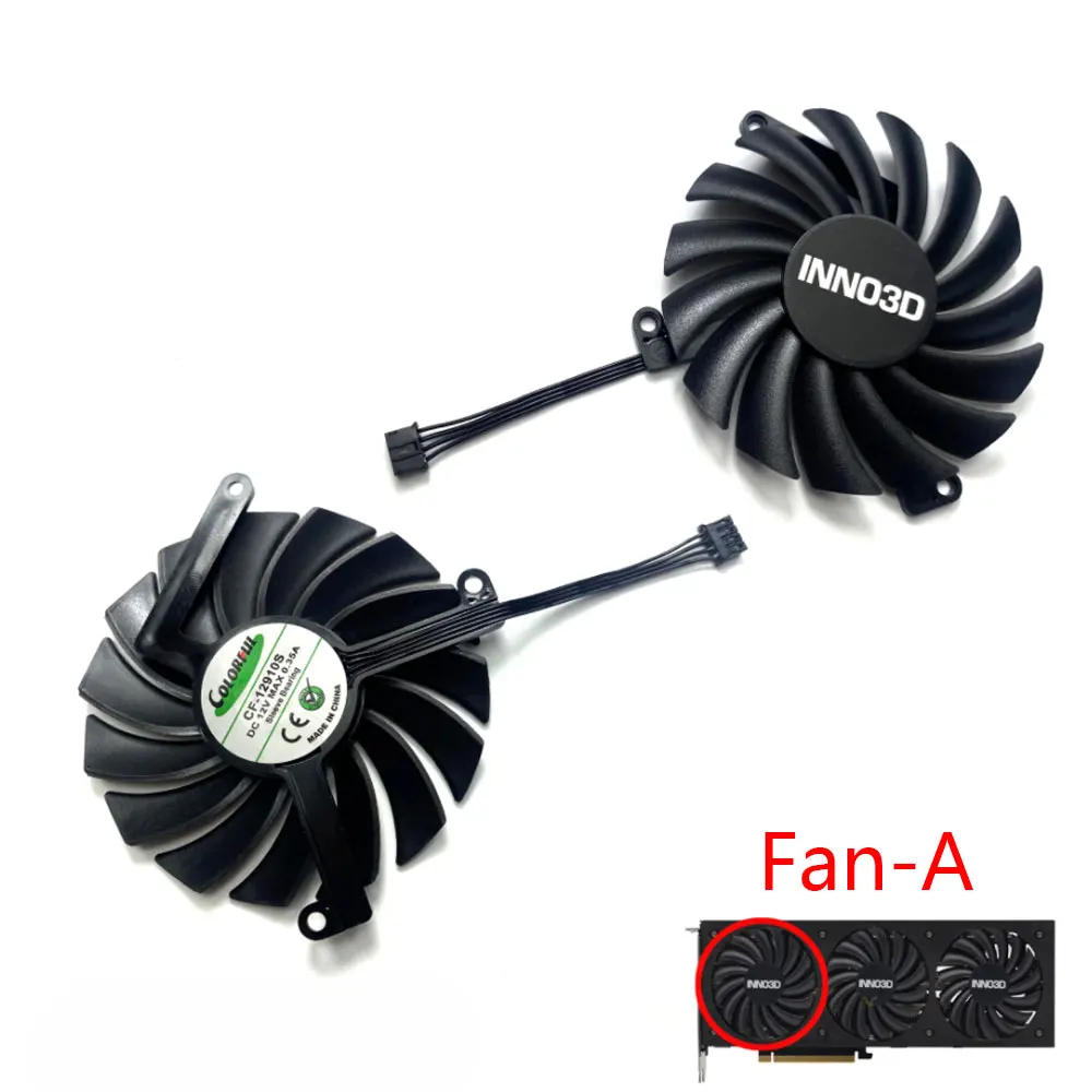 NEW 4PIN CF-12910S RTX 3070 TI X3 GPU Fan，For INN03D GeForce RTX 3070 TI、RTX 3080、RTX 3080 TI X3 OC Graphics card cooling fan