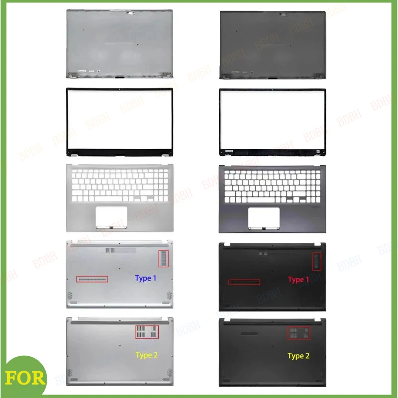 BDBH New LCD Screen Back Cover For ASUS Vivobook X512 X512FA X512DA F512 F512FA F512D A512 A512F V5000F Front Bezel Hinges 15.6