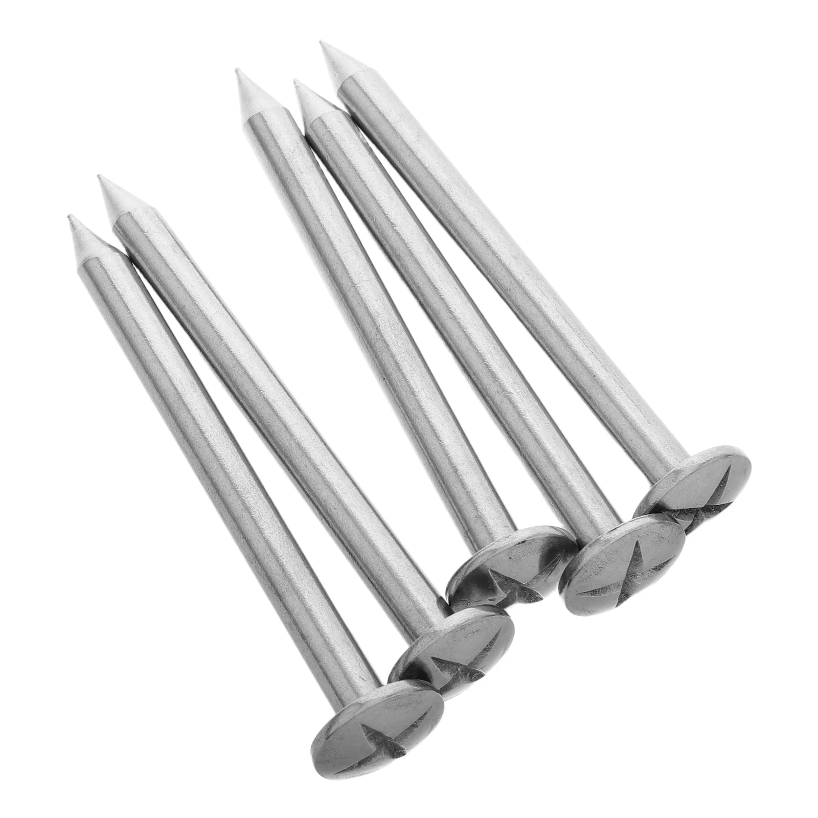 

5pcs Low Profile Survey Stakes Stainless Steel Heavy Duty Ground Nails For Property Line Markers Garden Landscaping Lawn Anchors
