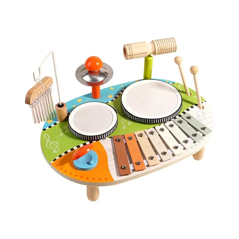 Musical Instruments For Toddler 1-3 Wooden Babies Musical Instruments Babies Drum Set Toddler Music Toys Multifunctional Kids