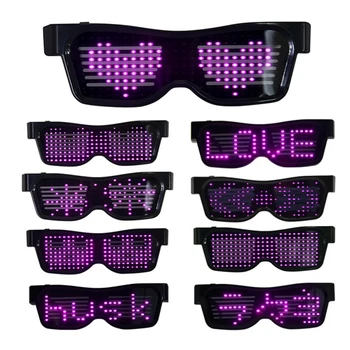 Free ship Bluetooth programmable LED text USB charging display glasses dedicated nightclub DJ festival party glowing toy gift