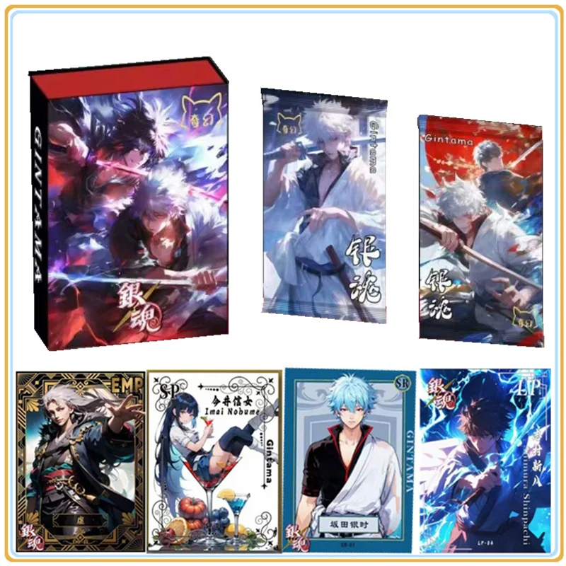 Original Anime Gintama Cards for Kids Figure Sakata Gintoki Shimura Shinpachi Kagura Collection Card Children Playing Toys