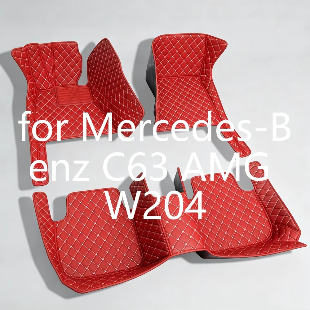 Maßgeschneiderte Auto-Fußmatten aus Leder für Mercedes-Benz C63 AMG W204 2008–2014, 5-Sitzer, wasserdicht, rutschfest, verschleißfest, leicht zu reinigen, Auto-Fußmatten,
