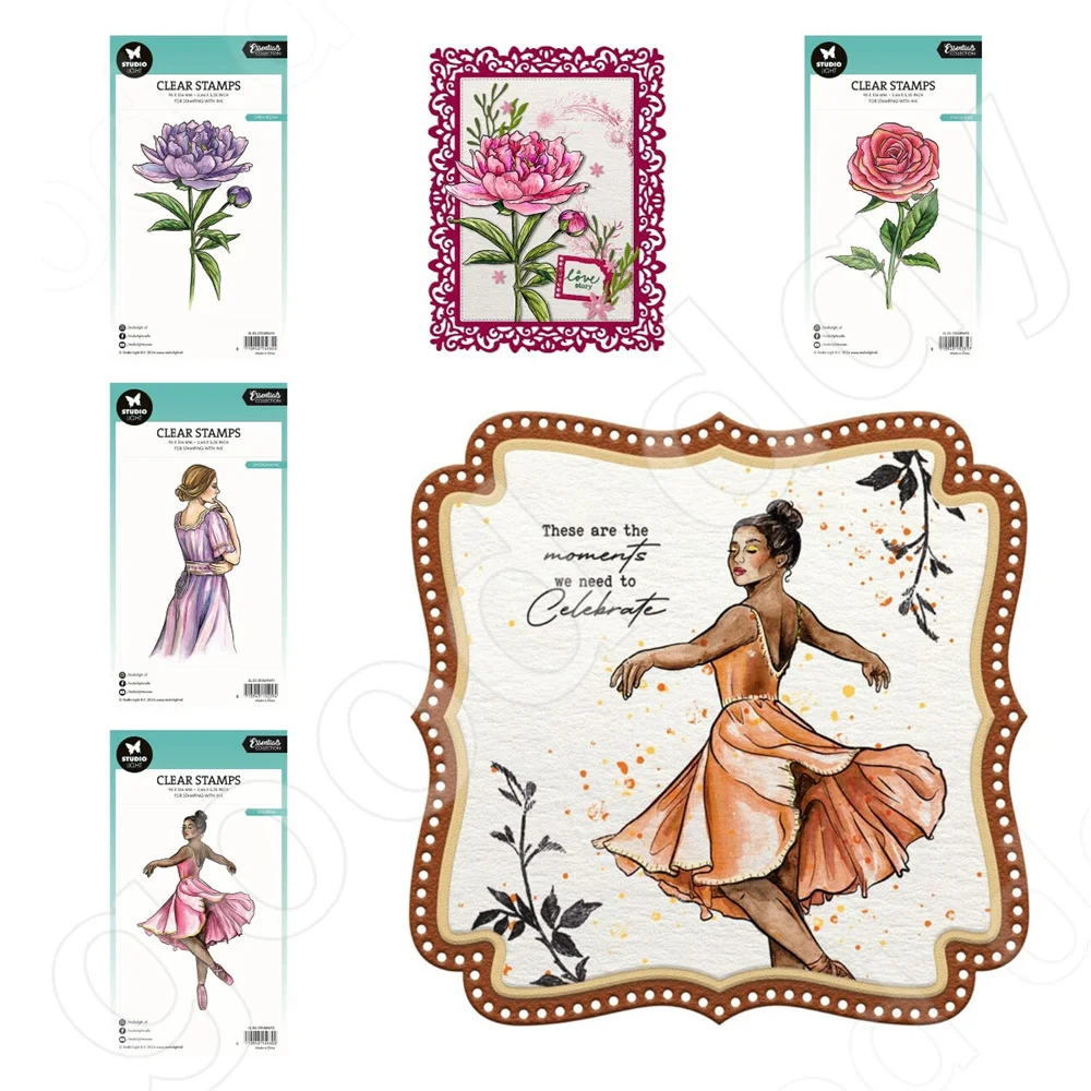 

Blooming Flowers Ballet Dancing Girl Metal Cutting Dies and Stamps for DIY Scrapbooking Holiday Greeting Cards Album Decoration