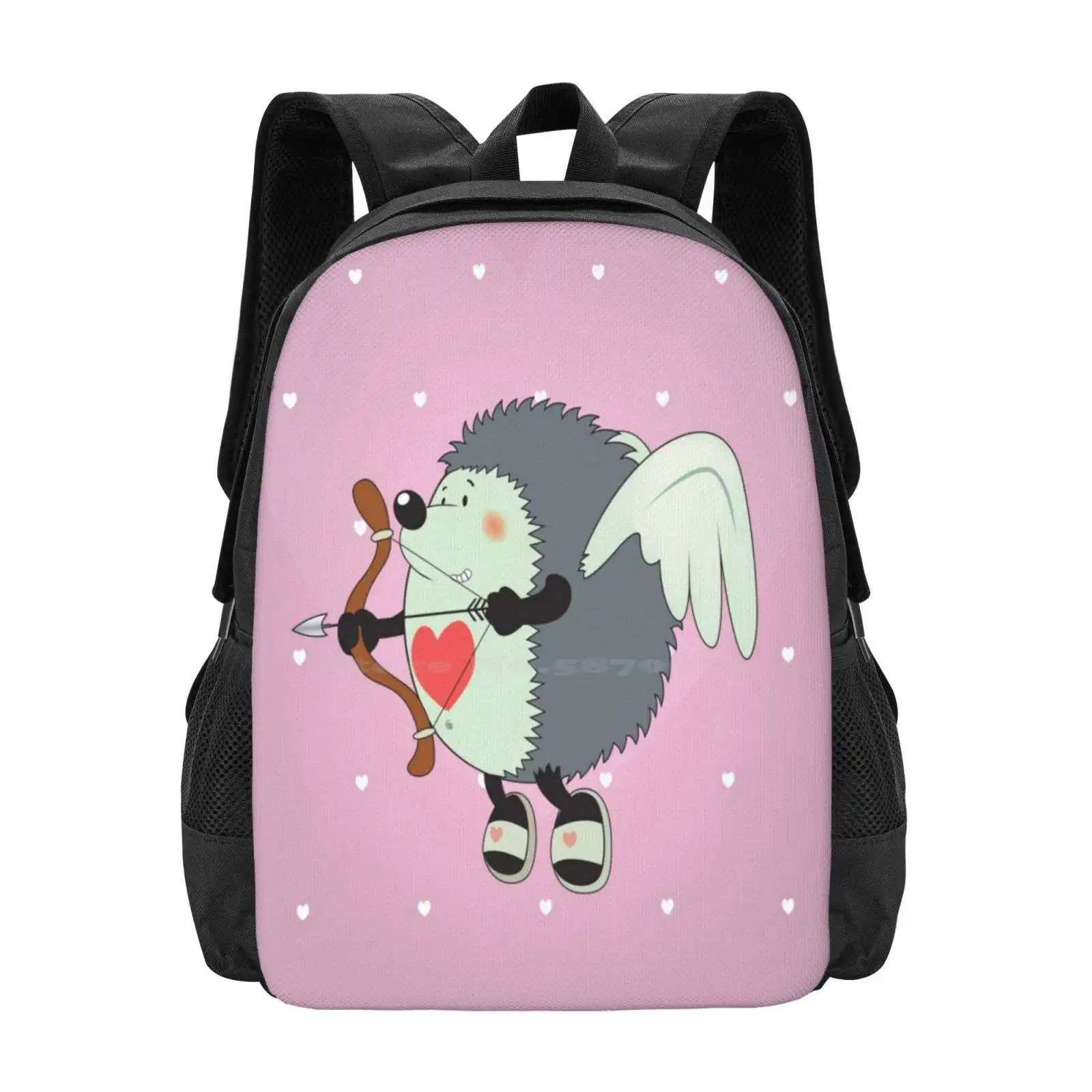 Cupid Hot Sale Schoolbag Backpack Fashion Bags Cupid Amor Hedgehog Sweet Love Cute Adorable Emotions Feelings Heart Shape Red