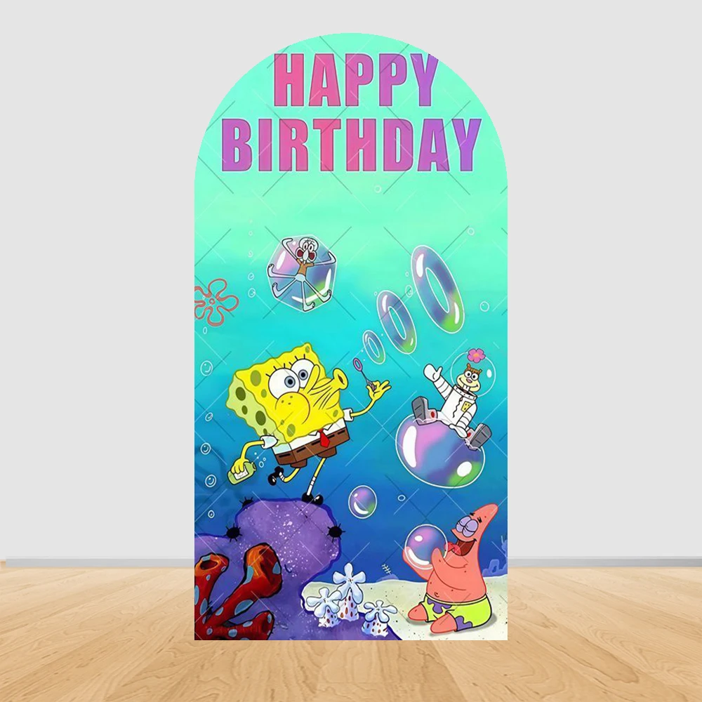 Spongebob Theme Arch Background Cover Children\'s Birthday Party Decoration Props Baby Shower Photo Backdrop Photography Supplies